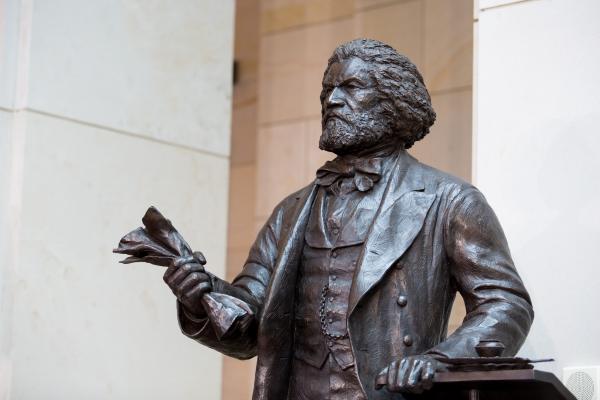 Bronze statue of Frederick Douglass at the airport Bronze statue of Frederick Douglass at the airport