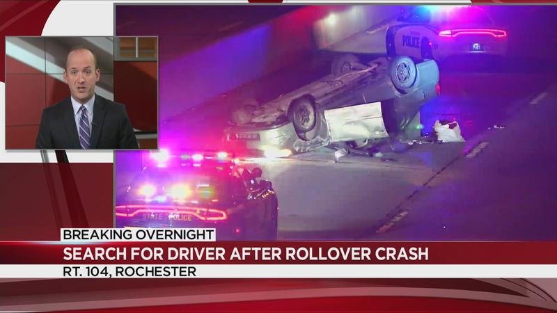 Police searching for driver after rollover crash on Route 104 Police searching for driver after rollover crash on Route 104