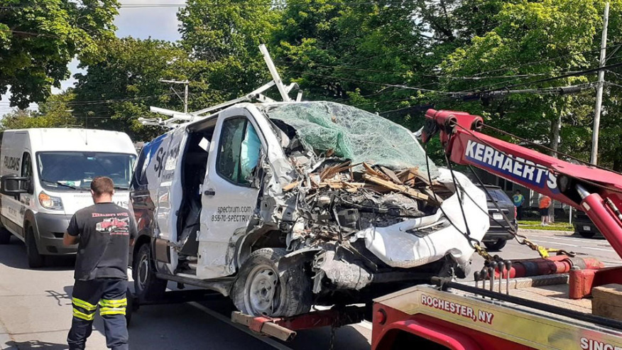 After Monday accident, the Spectrum van dislocated from Palmyra home