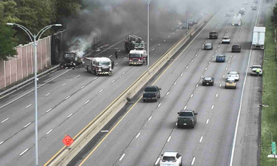 Tractor trailer fire momentarily shuts down I-90 near Pittsford